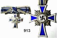 Orden, Ehrenzeichen, Militaria, Zeitgeschichte,Deutschland Drittes Reich Mutterkreuz 2. Stufe in Silber.  Am Halsband.  Dazu die Miniatur an Schleife.