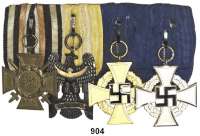 Orden, Ehrenzeichen, Militaria, Zeitgeschichte,Deutschland Deutsches Reich Große Ordensspange mit 4 Auszeichnungen.  Verdienstkreuz für Frontkämpfer, Schlesischer Adler 2. Stufe, Beamtenkreuz für treue Dienste 40 Jahre und 25 Jahre.