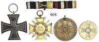 Orden, Ehrenzeichen, Militaria, Zeitgeschichte,Deutschland Deutsches Reich Vier Orden dazu entsprechende Interimsspange.  Darunter Eisernes Kreuz 2. Klasse (Hersteller KO).