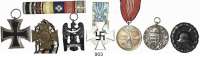 Orden, Ehrenzeichen, Militaria, Zeitgeschichte,Deutschland Deutsches Reich Sechs Auszeichnungen mit entsprechender Interimsspange, dazu Verwundetenabzeichen in Schwarz.  Dabei Schlesischer Adler 2. Stufe (Eisen) und Olympiamedaille (Eisen).  LOT. 8 Stück.
