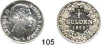 Deutsche Münzen und Medaillen,Bayern Ludwig II. 1864 - 1886 1/2 Gulden 1869.  AKS 180.  Jg. 102.