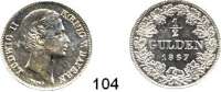 Deutsche Münzen und Medaillen,Bayern Ludwig II. 1864 - 1886 1/2 Gulden 1867.  AKS 180.  Jg. 102.