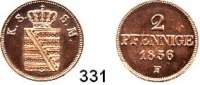 Deutsche Münzen und Medaillen,Sachsen Johann 1854 - 1873 2 Pfennige 1856 F.  AKS 152.  Jg. 80.