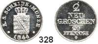 Deutsche Münzen und Medaillen,Sachsen Friedrich August II. 1836 - 1854 2 Neugroschen 1844 G.  AKS 106.  Jg. 83.