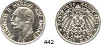 R E I C H S M Ü N Z E N,Anhalt, Herzogtum Friedrich II. 1904 - 1918 3 Mark 1911.  Jaeger 23.