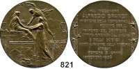 M E D A I L L E N,Eisenbahn  Bronzemedaille 1906 (S. Johnson).  Auf die Einweihung des Simplontunnel.  Auf den deutschen Ingenieur Alfred Brandt.  54,5 mm.  73,2 g.