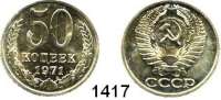 AUSLÄNDISCHE MÜNZEN,Russland Sowjetunion 1924 - 1991 50 Kopeken 1971.  Parch. 57.  Schön 82.  Y 133.