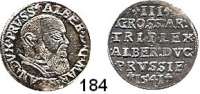 Deutsche Münzen und Medaillen,Preußen, Herzogtum Albrecht von Brandenburg (1511) 1525-1568 3 Gröscher 1541.  2,55 g.  Neumann 43.