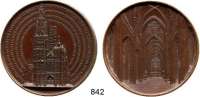 M E D A I L L E N,Medailleur Jacques Wiener Bronzemedaille 1845 (Jacques Wiener). Notre-Dame zu Antwerpen. Außenansicht der Kirche, Ansicht der Westfassade und vier Schriftreihen. / Innenansicht vom Hauptschiff. 50 mm. 52,1 g. Abtei Kamp 2.