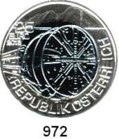 AUSLÄNDISCHE MÜNZEN,E U R O  -  P R Ä G U N G E N Österreich 25 EURO 2013 (Bi-Metall Silber/Niob).  Tunnelbau.   Im Originaletui mit Zertifikat.