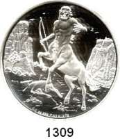 AUSLÄNDISCHE MÜNZEN,Niue  2 Dollars 2016 (Silberunze).  Griechische Mythologie - Zentaur.  Im Lederbeutel.