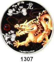 AUSLÄNDISCHE MÜNZEN,Niue  2 Dollars 2015 (Silberunze/Farbmünze).  Feng Shui Darche.  Im Originaletui mit Zertifikat.