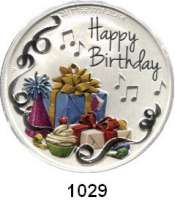 AUSLÄNDISCHE MÜNZEN,Australien  1 Dollar 2017 (Silberunze/Farbmünze).  Happy Birthday.  Im Originalblister.