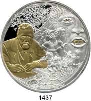 AUSLÄNDISCHE MÜNZEN,Samoa  5 Dollars 2022 (3 Unzen Silber, Motivteile vergoldet).  175. Geburtstag vom Bram Stoker, Schrifsteller (Dracula).  Auflage 500 Stück.  Mit Zertifikat.