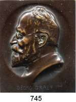 M E D A I L L E N,Personen Graef, Georg Einseitige Bronzeplakette 1905 (Georg Wrba bei C. Poellath).  Kopf nach links.  56,8 x 47,7 mm.  91,45 g.