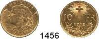 AUSLÄNDISCHE MÜNZEN,Schweiz  10 Franken 1912 (2,89 g fein).  HMZ. 2-1196 b.  Schön 33.  KM 36.  Fb. 504.  GOLD.