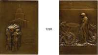 AUSLÄNDISCHE MÜNZEN,Frankreich 3. Republik 1870 - 1940 Bronzeplakette 1894 (Roty).  Auf den Tod des Präsidenten der Republik Marie Francois Sadi Carnot.  80 x 57 mm.  149,3 g.