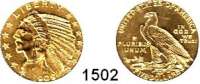 AUSLÄNDISCHE MÜNZEN,U S A  5 Dollars 1909.  (7,52g fein).  Schön 139.  KM 129.  Fb. 151.  GOLD.