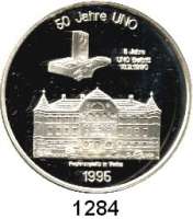AUSLÄNDISCHE MÜNZEN,Liechtenstein Johann Adam II. 1989 - 20 ECU-Medaille 1995 (Silber 925/1000, 24,94 g.).  50 Jahre UNO.
