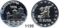 AUSLÄNDISCHE MÜNZEN,Finnland  10 Euro-Medaille 1996 (Silber 925/1000, 14,4 g.).  Olavinlinna.