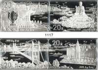 AUSLÄNDISCHE MÜNZEN,China Volksrepublik seit 1949 20 Yuan 1998 (Je 2 Unzen Silber).  Sehenswürdigkeiten in Hongkong.  Schön 1073 bis 1076.  KM 1164 bis 1167.  SATZ. 4 Stück.  Im Originaletui mit Zertifikat.