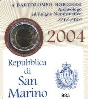 AUSLÄNDISCHE MÜNZEN,E U R O  -  P R Ä G U N G E N San Marino 2 Euro 2004.  Bartolomeo Borghesi.  Schön 453.  KM 467.