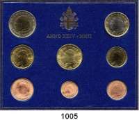 AUSLÄNDISCHE MÜNZEN,E U R O  -  P R Ä G U N G E N Vatikan Kurssatz 2002 (8 Werte).  Cent bis 2 Euro 2002.  KM MS 108.