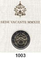 AUSLÄNDISCHE MÜNZEN,E U R O  -  P R Ä G U N G E N Vatikan 2 EURO 2013.  Sede Vacante.  Schön 437.