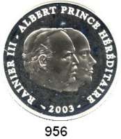 AUSLÄNDISCHE MÜNZEN,E U R O  -  P R Ä G U N G E N Monaco 10 Euro 2003.  Rainer III. und Erbprinz Albert.  Schön 56.  KM 178.  Im Originaletui mit Zertifikat.