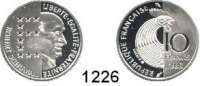 AUSLÄNDISCHE MÜNZEN,Frankreich  10 Francs 1986 Piedfort.  Robert Schuman.  Schön 252 c.  KM 958.  Im Originaletui mit Zertifikat.