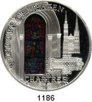 AUSLÄNDISCHE MÜNZEN,Cook Islands  10  Dollars mit Glasinlay 2013 (Silber, 50 Gramm).  Windows of Heaven - Kathedrale von Chartres.  Schön 1980.  KM 1655.  Im Originaletui mit Zertifikat.