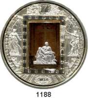 AUSLÄNDISCHE MÜNZEN,Cook Islands Elisabeth II. 1952 - 2022 20  Dollars mit aufgeklebten Swarovski-Kristallen 2014 (Silber, 3 Unzen).  Meisterwerke der Kunst -  Motiv auf Goldbarren (7,75g. fein) 