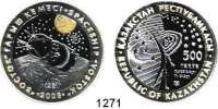 AUSLÄNDISCHE MÜNZEN,Kasachstan  500 Tenge 2008 (Bimetall Silber/Tantal).  Raumfahrt in Kasachstan - Raumschiff 