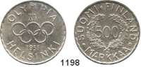 AUSLÄNDISCHE MÜNZEN,Finnland Republik 500 Markkaa 1951(seltenes Jahr) und 1952.  Olympische Spiele - Helsinki.  Schön 37 .  KM 35.  LOT. 2 Stück.