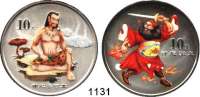 AUSLÄNDISCHE MÜNZEN,China Volksrepublik seit 1949 10 Yuan 2002 (Farbmünze).  Chinesische Märchen, 2. Ausgabe.  Schön 1290 und 1291.  KM 1428 und 1429.  Jeweils Verschweißt.  LOT. 2 Stück.  Im Originaletui mit Zertifikat.