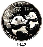 AUSLÄNDISCHE MÜNZEN,China Volksrepublik seit 1949 10 Yuan 2006 (Silberunze).  Zwei Panda mit Bambuszweigen.  Schön 1505.  KM 1664.  In Kapsel.