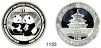 AUSLÄNDISCHE MÜNZEN,China Volksrepublik seit 1949 10 Yuan 2009 (Silberunze).  30 Jahre Anlagemünze -  Zwei Pandas.  Schön 1726.  KM 1891.  In Kapsel.