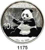 AUSLÄNDISCHE MÜNZEN,China Volksrepublik seit 1949 10 Yuan 2017.  Panda mit Zweig.