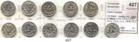 R E I C H S M Ü N Z E N,Kleinmünzen  1/2 Mark.  Jaeger 16.  1905 A; 09 A; 11 A; 12 A; 13 A; 14 A; 15 A; 16 A; 17 A; 18 A und 1919 A.  LOT. 11 Stück.