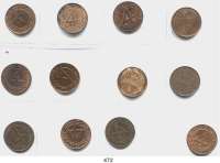 R E I C H S M Ü N Z E N,Weimarer Republik  4 Reichspfennig 1932 A(2), D, E(4), F, G, J(3).  LOT. 12 Stück.