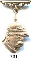 M E D A I L L E N,Personen Bismarck, Fürst Otto von Bronzeplakette in Form des Kopfes Reichskanzlers. Mit Tragespange. Auf die Reichstagsrede vom 6. Februar 1888