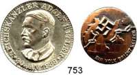 M E D A I L L E N,Personen Hitler, Adolf Versilberte Bronzemedaille 1933. Auf Hitlers Machtübernahme und den Tag von Potsdam, Eröffnung des Reichstags in der Garnisonskirche. Colbert / Hyder 39. 33,7 mm. 17,82 g. und bronziertes Abzeichen