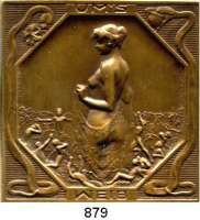 M E D A I L L E N,Varia Einseitige Bronzeplakette 1911 (Weinberger). UM'S WEIB. 60 x 60 mm. 111,5 g.