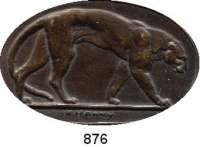 M E D A I L L E N,Varia  Einseitige Bronzegußplakette o.J. (K. Hänny).  Nach rechts schreitender Panther.  58 x 37 mm.  30,1 g.  Randpunze : C. Poellath Schrobenhausen).