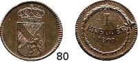 Deutsche Münzen und Medaillen,Baden - Durlach Karl Friedrich 1738 - 1811 1 Kreuzer 1807.  AKS 20.  Jg. 1.
