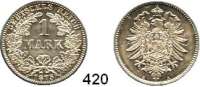 R E I C H S M Ü N Z E N,Kleinmünzen  1 Mark 1875 A.  Jaeger 9.