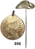 Orden, Ehrenzeichen, Militaria, Zeitgeschichte,Deutschland Deutsches Reich Südwestafrika-Denkmünze (1907) für Kämpfer (ohne Stempelschneider) dazu kleines Abzeichen in Form des Schutztruppenhutes 