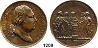AUSLÄNDISCHE MÜNZEN,Frankreich Ludwig XVIII. 1814 - 1824 Bronzemedaille 1814 (Andrieu/Gatteaux).  Auf den Pariser Frieden.  50 mm.  64,5 g.