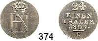 Deutsche Münzen und Medaillen,Westfalen Hieronymus Napoleon 1807 - 1813 1/24 Taler 1809 C.  AKS 19.  Jg. 2.