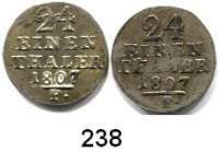 Deutsche Münzen und Medaillen,Hessen - Kassel Wilhelm I. (IX., 1785-) 1803 - 1821 1/24 Taler 1807 F.  AKS 9.  Jg. 3.  LOT. 2 Stück.
